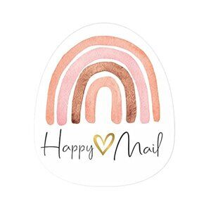 EASYKART Happy Mail Gold Foil Boho Rainbow 500 Stickers NEW